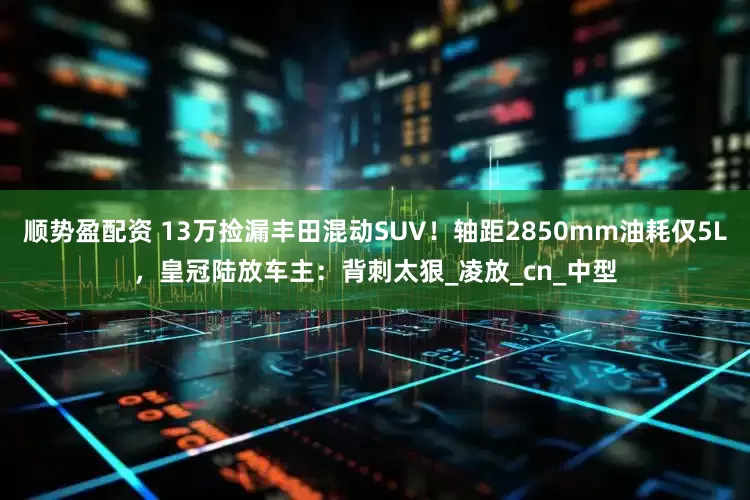 顺势盈配资 13万捡漏丰田混动SUV！轴距2850mm油耗仅5L，皇冠陆放车主：背刺太狠_凌放_cn_中型