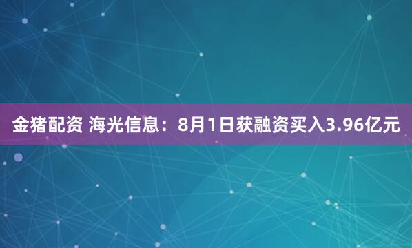 金猪配资 海光信息：8月1日获融资买入3.96亿元